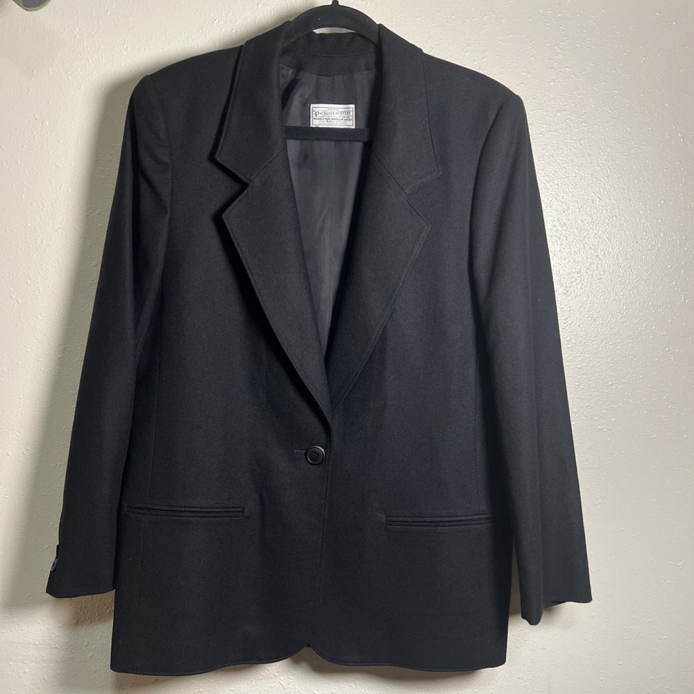 Miss Pendleton Black 100% Pure Virgin Wool Blazer/suitjacket Women's Size 14